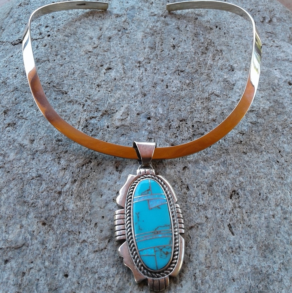 Sterling silver Turquoise collar necklace - Picture 2 of 5